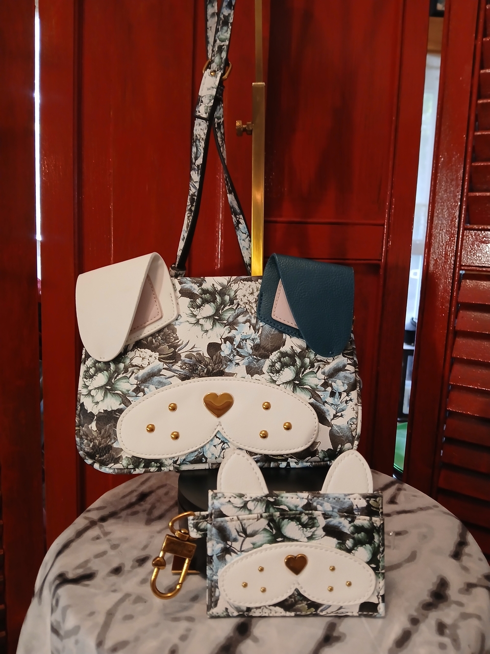 Betsey Johnson Dog Crossbody Bag And Cardholder Set